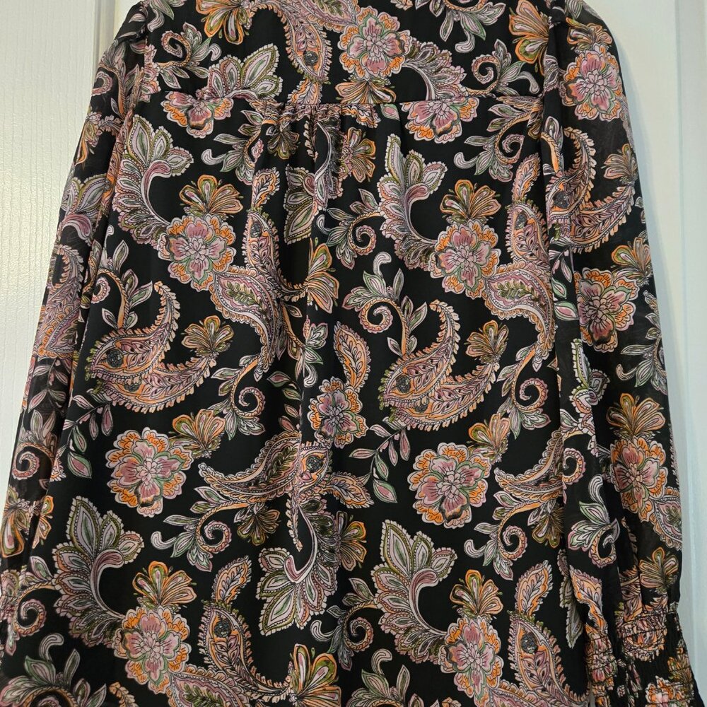 CeCe black Floral Blouse size Small - Picture 4 of 6